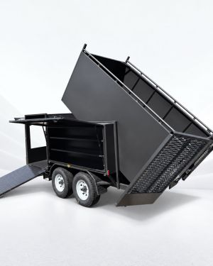 14×5 Lawn Mowing Tipper Trailer – 3500kg ATM, 2 Way Grip Mesh Door