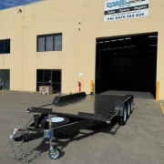 16ft x 6ft6in Tri Axle Semi Flat Car Trailer – 3500kg ATM, Slide In Ramps
