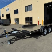 16ft x 6ft6in Tri Axle Semi Flat Car Trailer – 3500kg ATM, Slide In Ramps