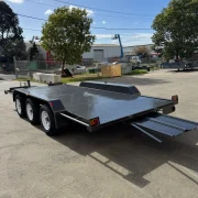 16ft x 6ft6in Tri Axle Semi Flat Car Trailer – 3500kg ATM, Slide In Ramps