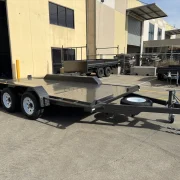 16ft x 6ft6in Tri Axle Semi Flat Car Trailer – 3500kg ATM, Slide In Ramps
