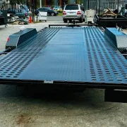 16ft x 6ft6in Beavertail Car Trailer – 3200kg ATM, Perforated Sheet Floor, Slide In Ramps