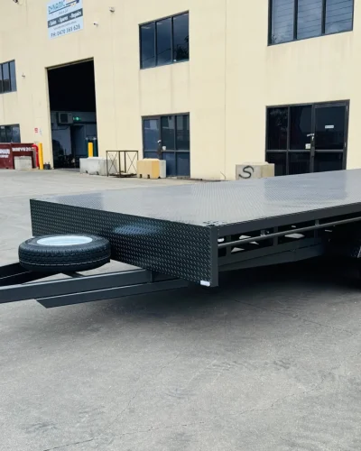 6m x 2.4m Tri Axle Flat Top Trailer – 4500kg ATM, Slide In Ramps